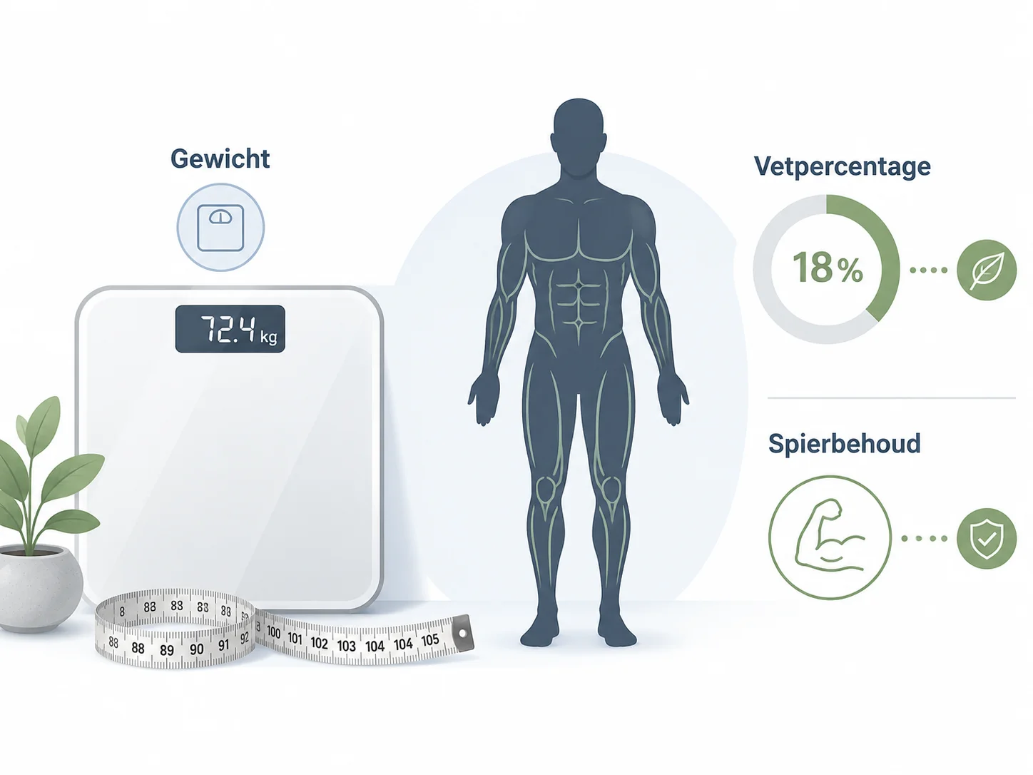 Illustratie van gewichtsverlies vetverlies en lichaamssamenstelling